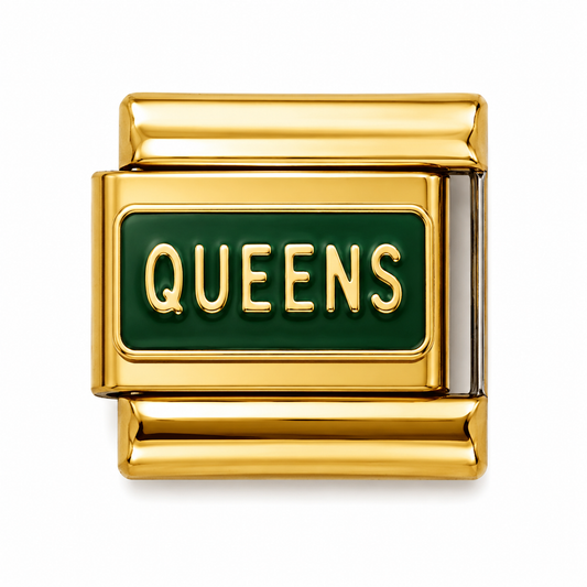 Queens Street Sign Gold Italian Charm