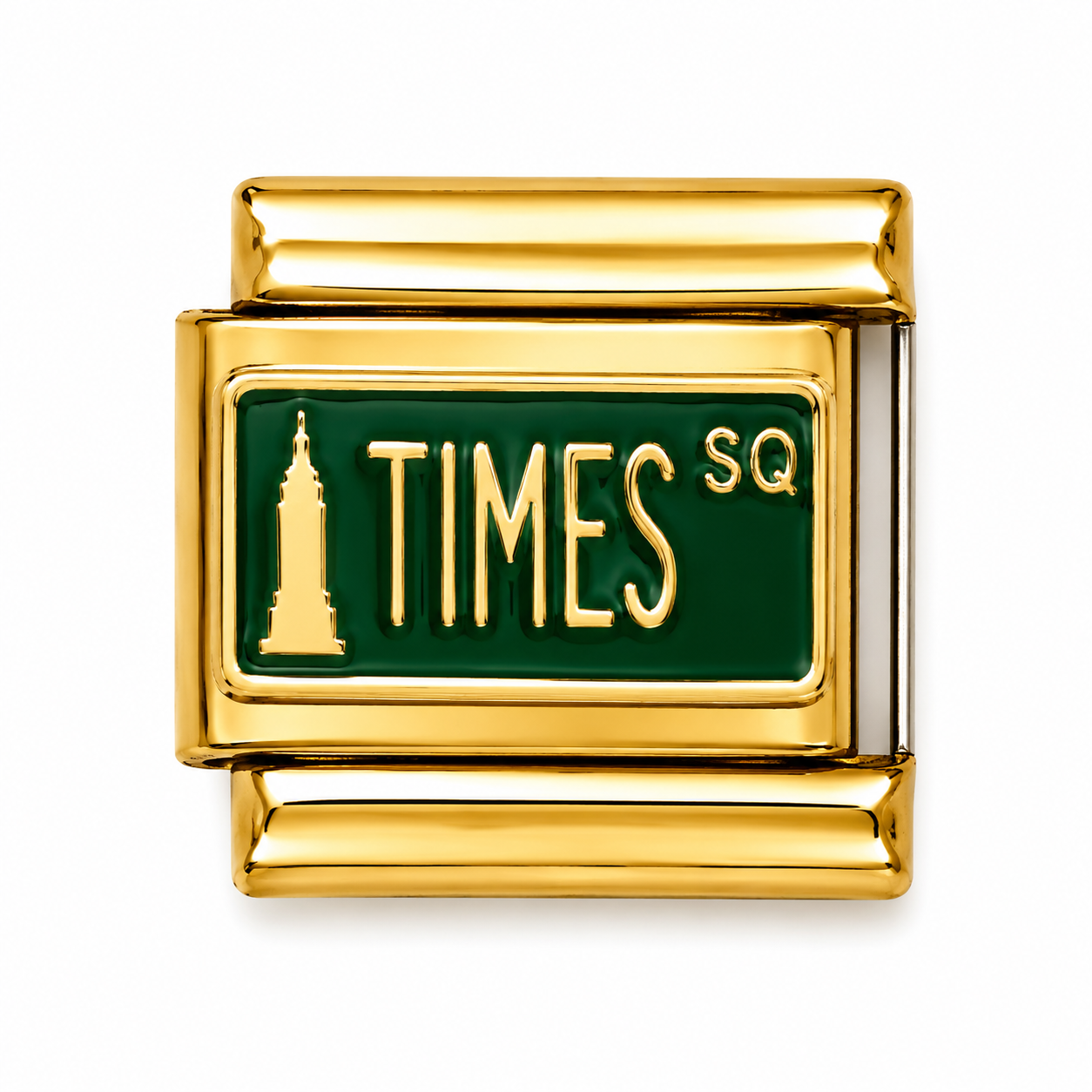 Times Square Street Sign Gold Italian Charm