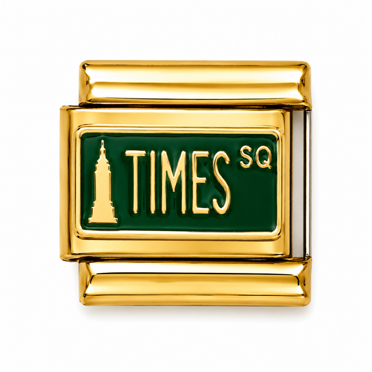 Times Square Street Sign Gold Italian Charm