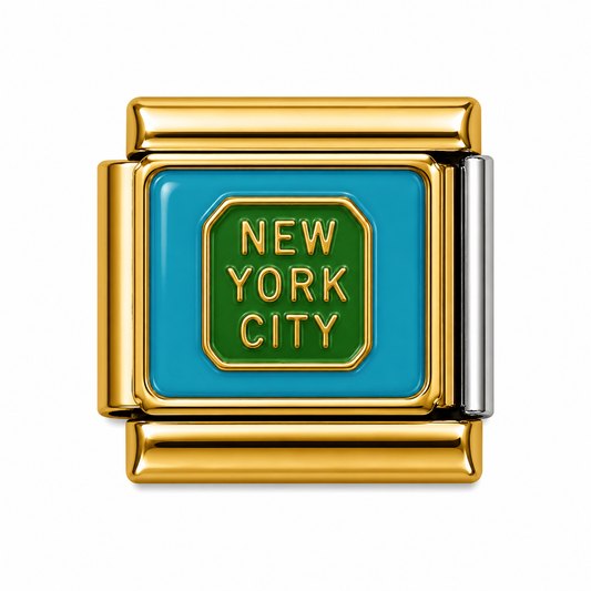 New York City Sign Gold Italian Charm