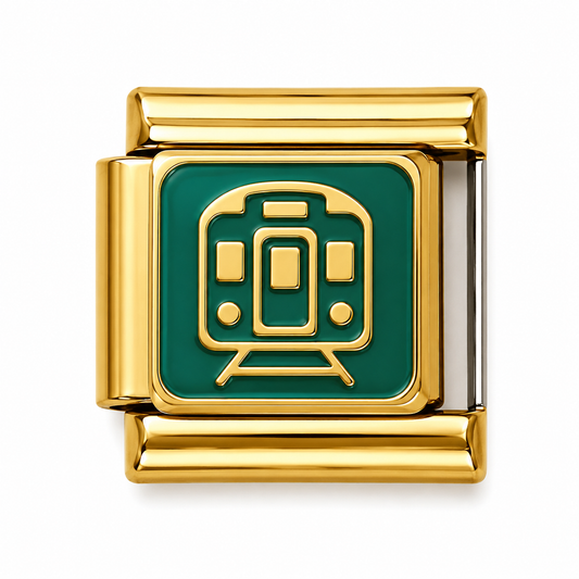New York Subway Train Gold Italian Charm