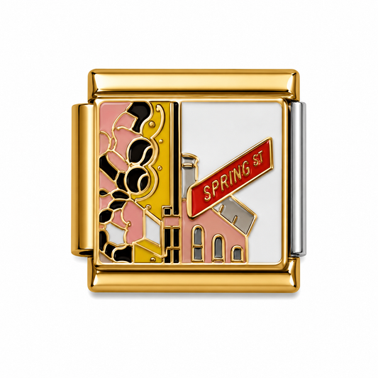 Spring Street City Scene Gold Italian Charm