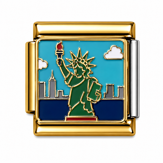 Statue of Liberty Skyline Gold Italian Charm