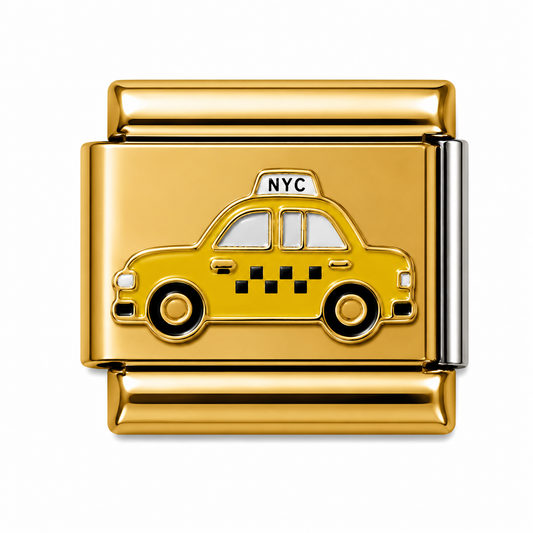 NYC Yellow Taxi Gold Italian Charm