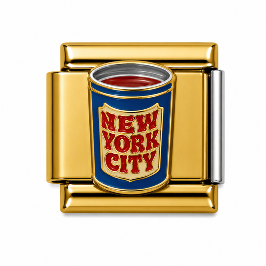New York City Coffee Cup Gold Italian Charm