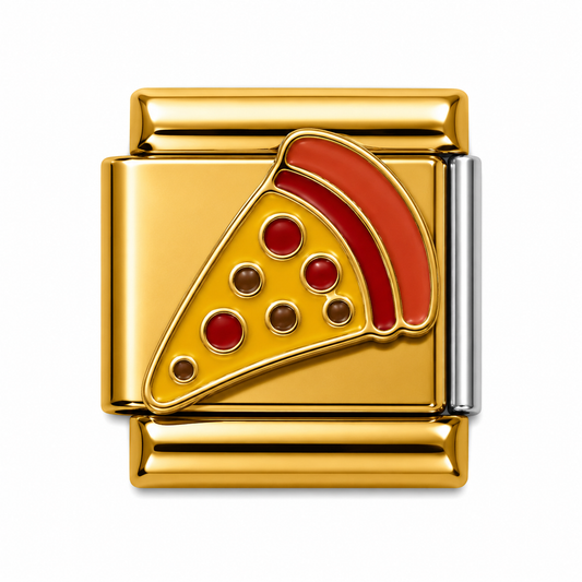 Pepperoni Pizza Slice Gold Italian Charm