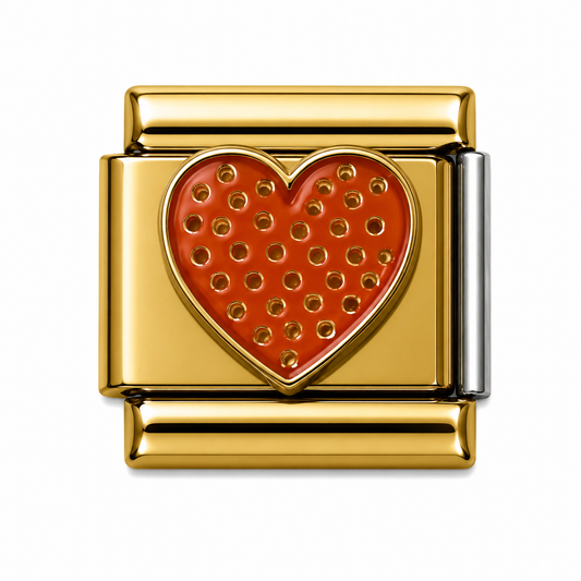 Dotted Red ❤️ Heart Gold Italian Charm