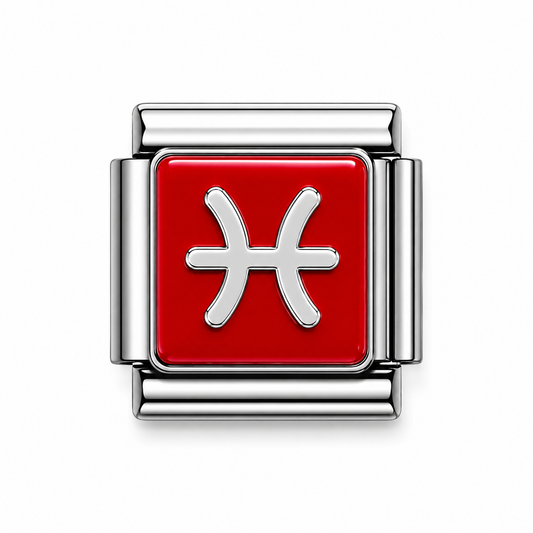 Pisces Zodiac Silver Italian Charm