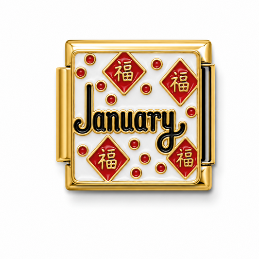 January Good Fortune Gold Italian Charm