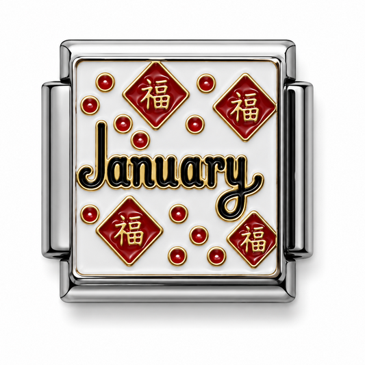 January Good Fortune Silver Italian Charm