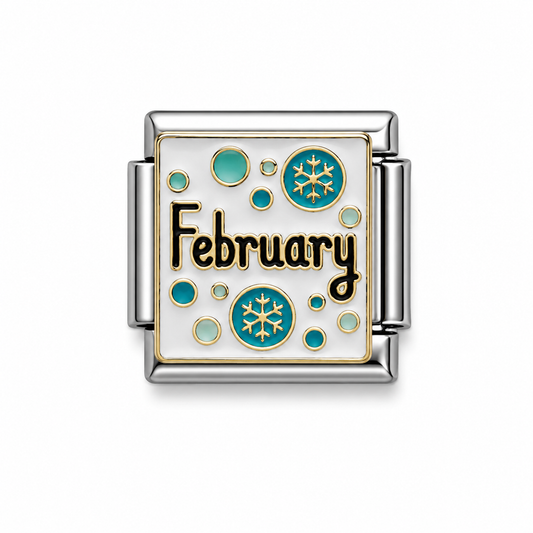 February Snowflake Silver Italian Charm