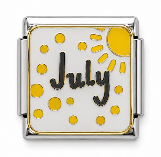 July Sunshine and Yellow Polka Dots Two-Tone Silver Italian Charm