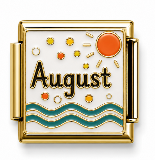 August Sunshine and Ocean Waves Gold Italian Charm