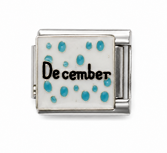 December Turquoise Polka Dots Silver Italian Charm