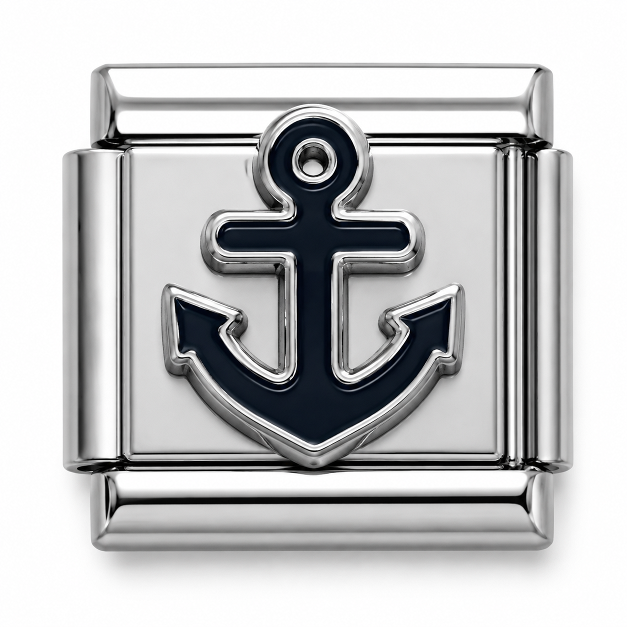 Navy Blue Anchor Silver Italian Charm