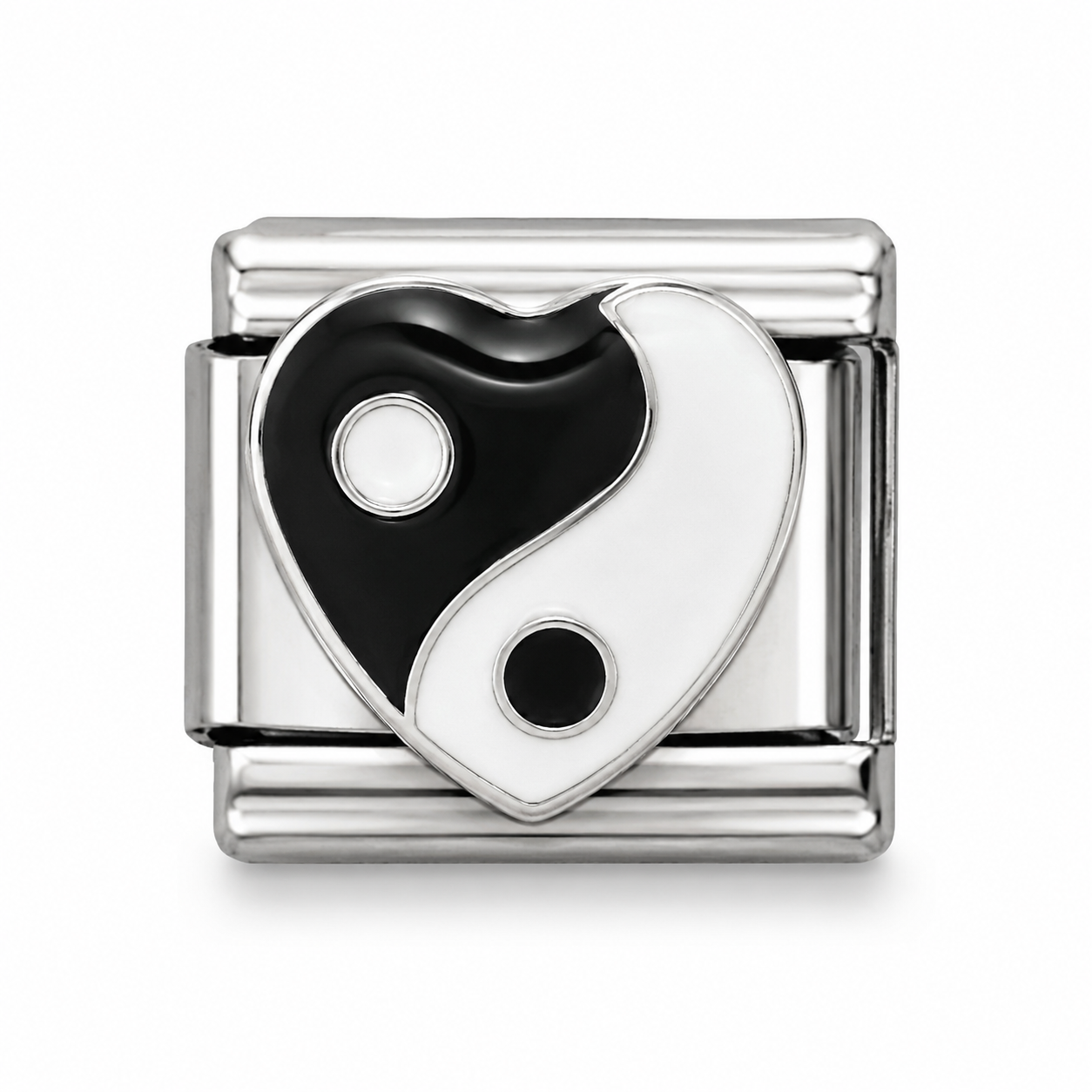 Yin Yang Heart Silver Italian Charm