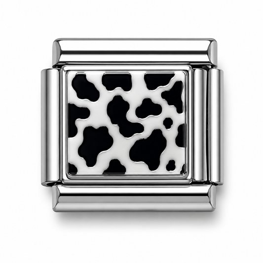 Cow Print Silver Italian Charm