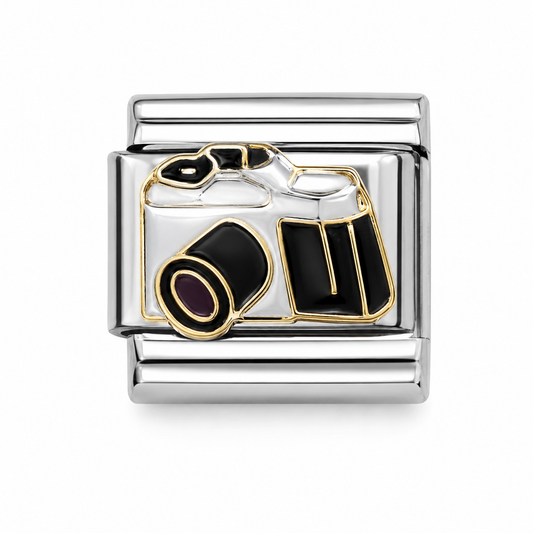 Camera Two-Tone Silver Italian Charm