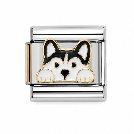 Siberian Husky Two-Tone Silver Italian Charm