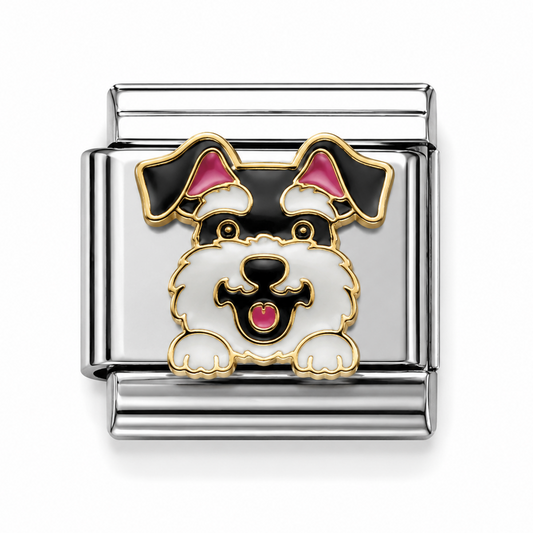 Miniature Schnauzer Two-Tone Silver Italian Charm