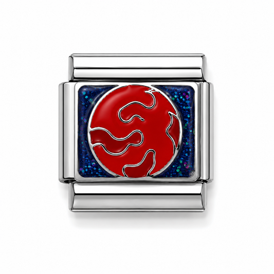 Red Planet Galaxy Silver Italian Charm