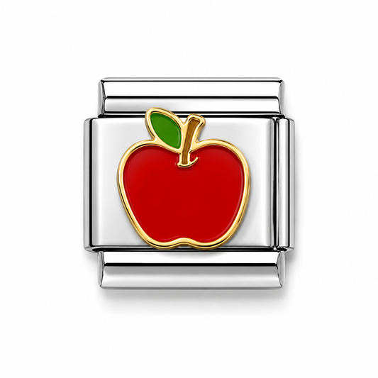 Red Apple Two Tone Silver Italian Charm