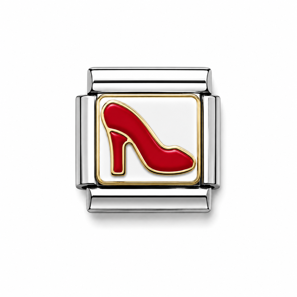 Red High Heel Two Tone Silver Italian Charm