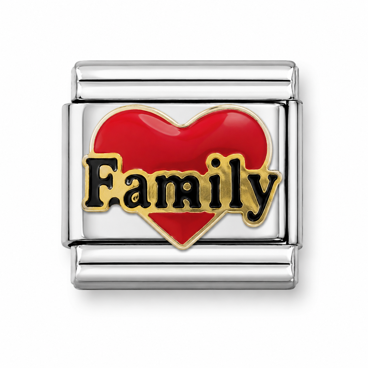 Family Red Heart ❤️ Two-Tone Silver Italian Charm