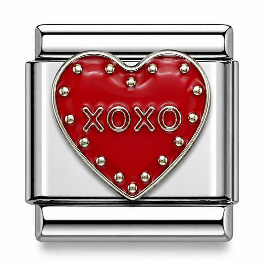XOXO Red Heart ❤️ Silver Italian Charm