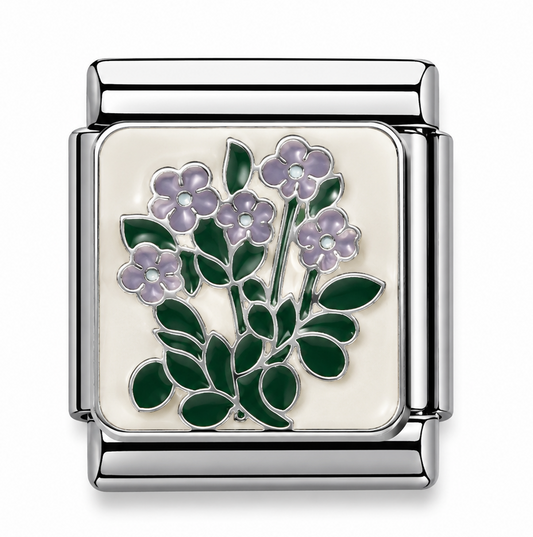 Lavender Blossom Bouquet Silver Italian Charm