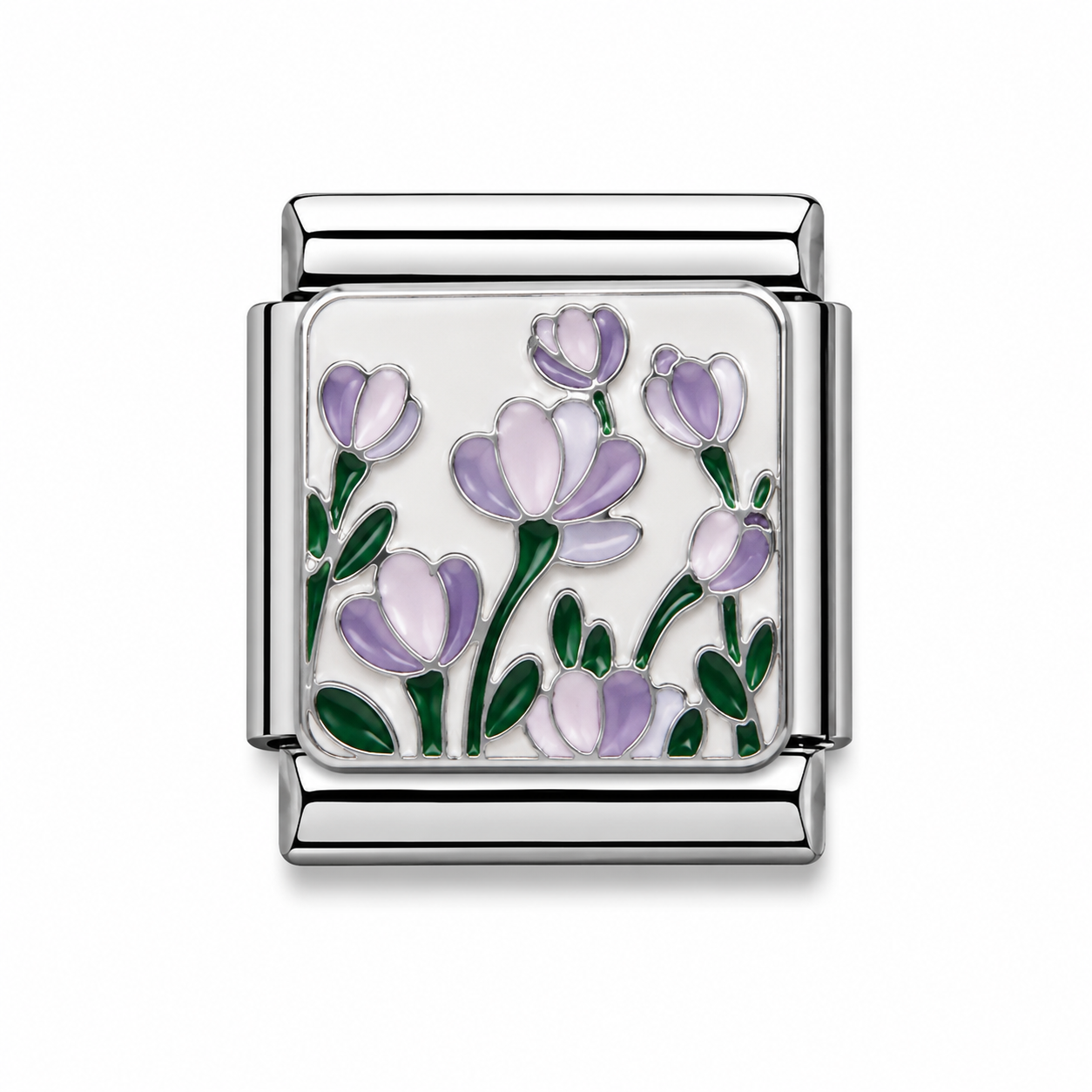 Lavender Tulip Garden Silver Italian Charm