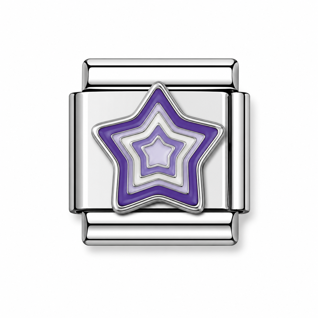 Purple and Lilac Layered Star Silver Italian Charm