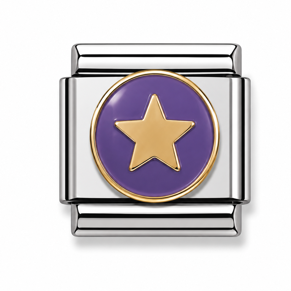 Purple Gold Star Two-Tone Silver Italian Charm