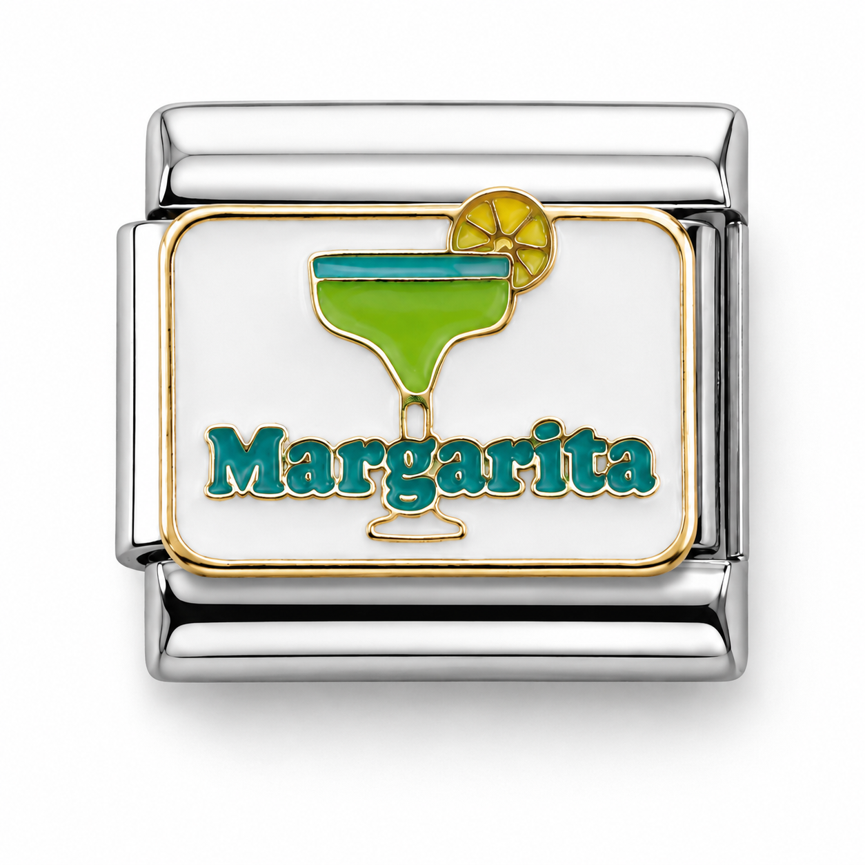 Margarita Cocktail Two-Tone Silver Italian Charm