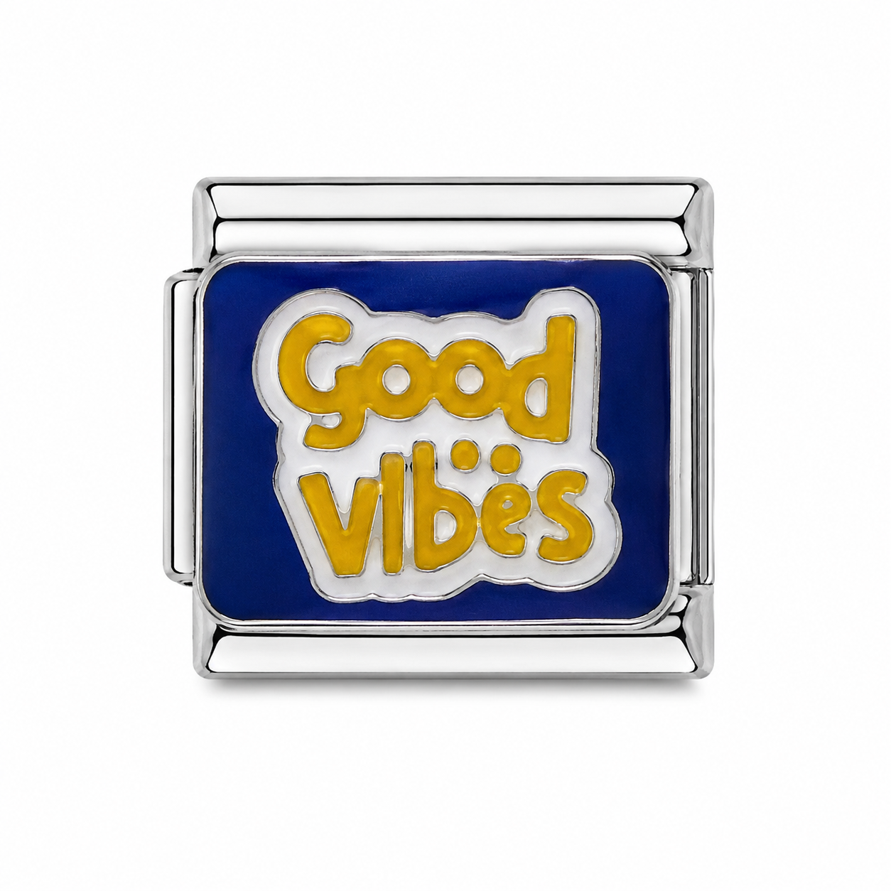 Good Vibes Blue and Yellow Silver Italian Charm