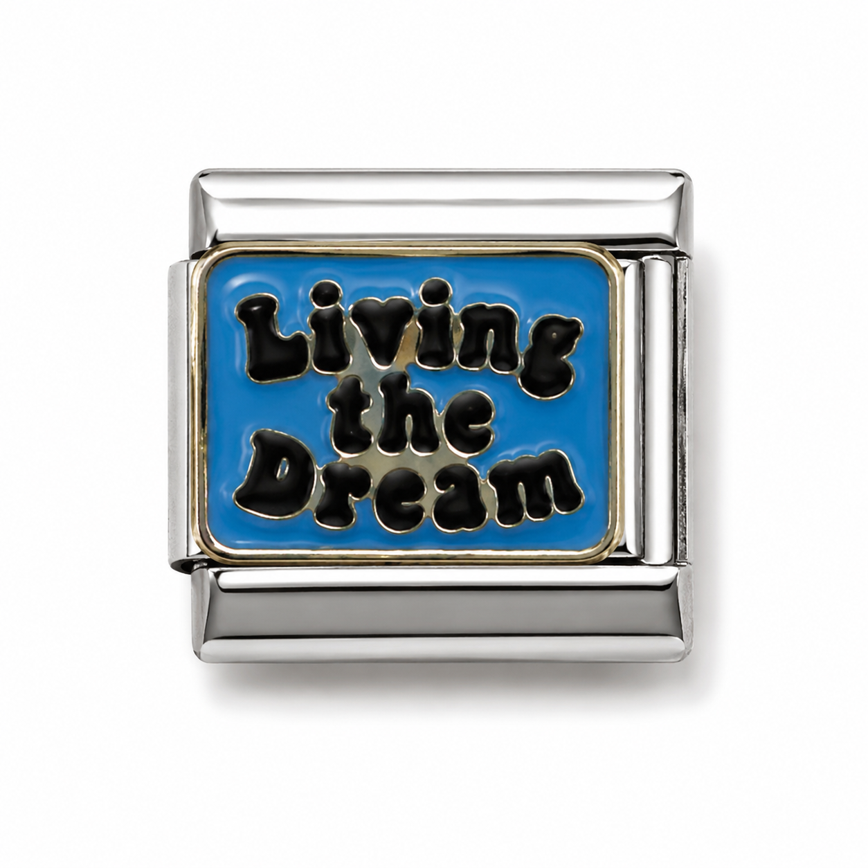 Living the Dream Blue Two-Tone Silver Italian Charm