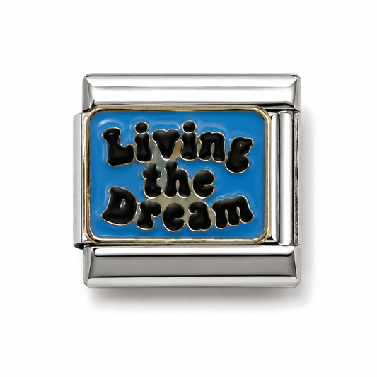 Living the Dream Blue Two-Tone Silver Italian Charm