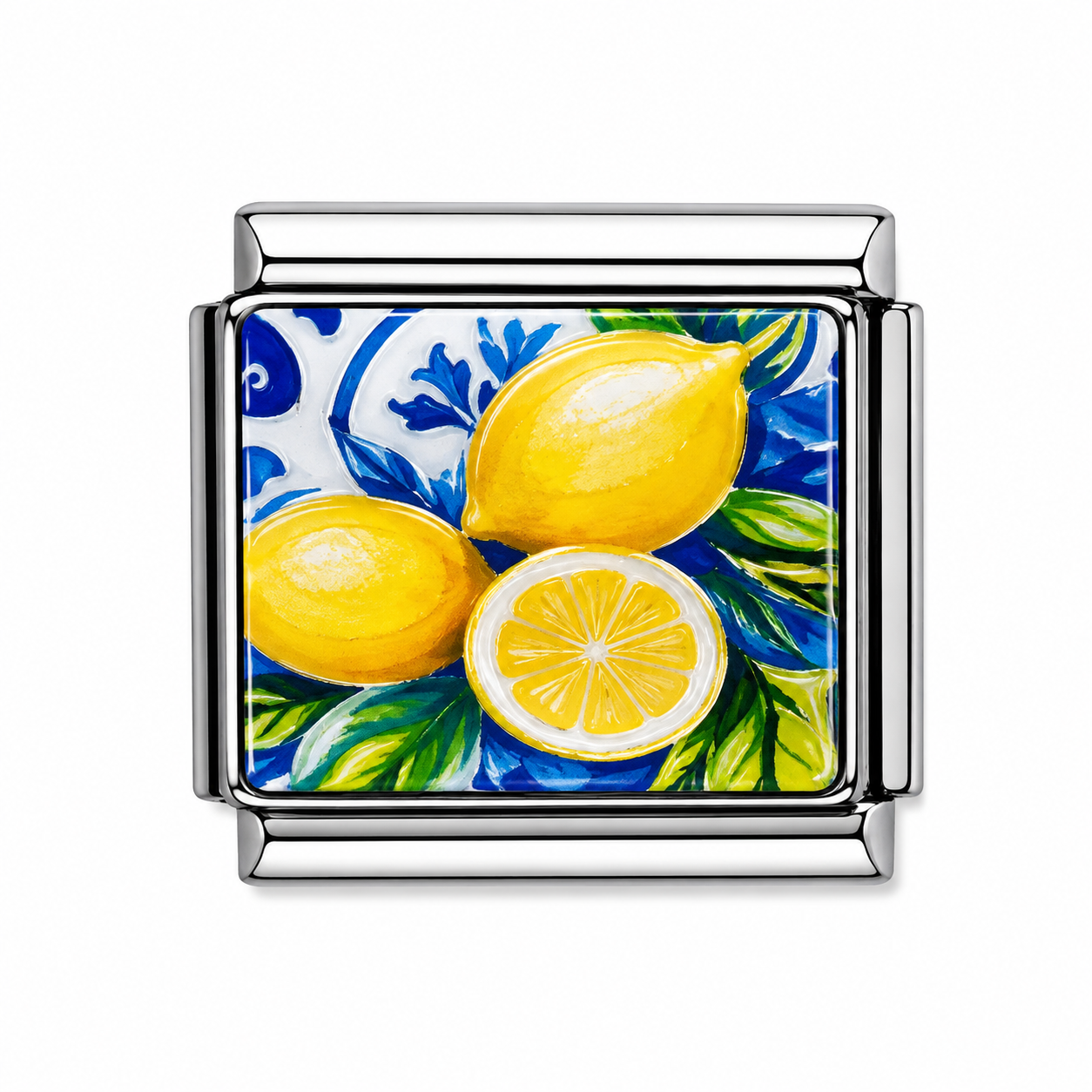 Mediterranean Lemon Garden Silver Italian Charm