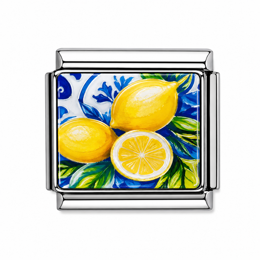 Mediterranean Lemon Garden Silver Italian Charm