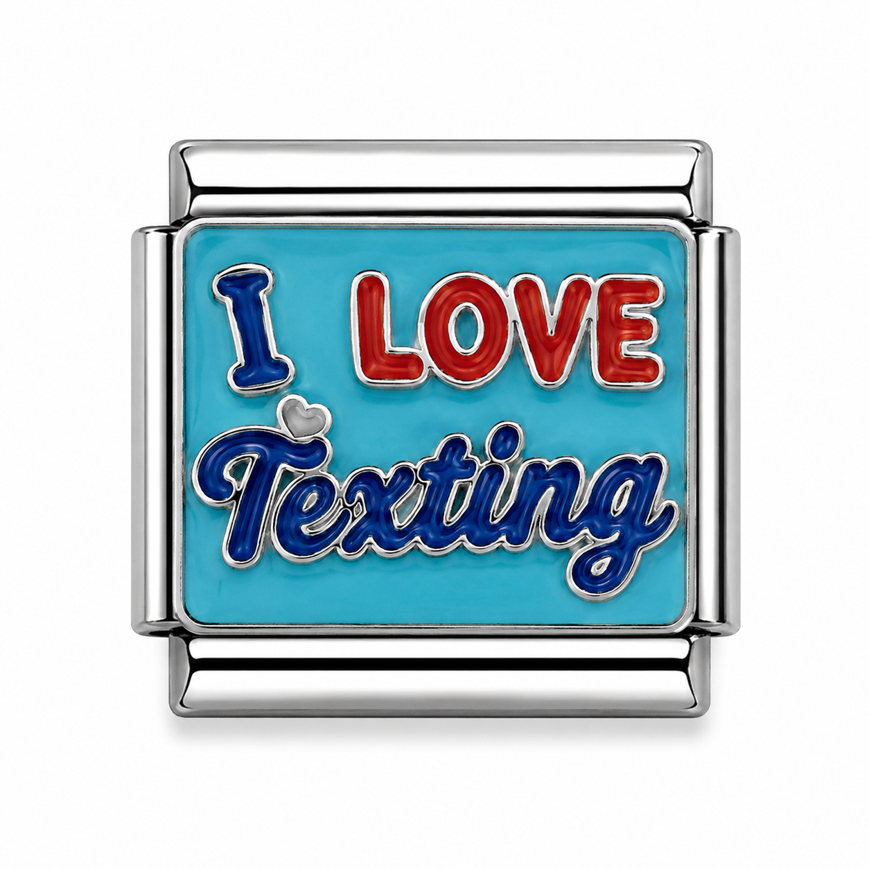 I Love ❤️ Texting Turquoise Silver Italian Charm
