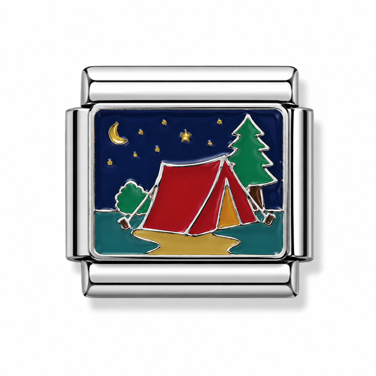 Night Camping Tent Silver Italian Charm