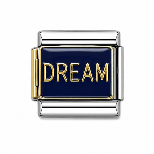 Dream Navy Blue Two-Tone Silver Italian Charm