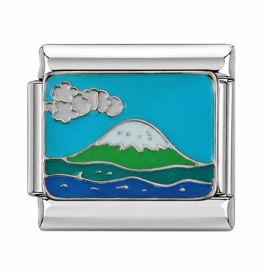 Mount Fuji Landscape Silver Italian Charm