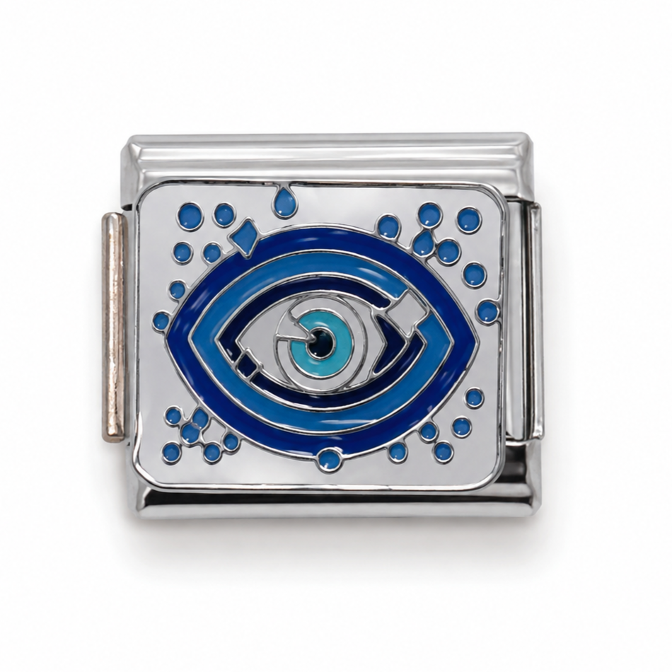 Blue Evil Eye Silver Italian Charm