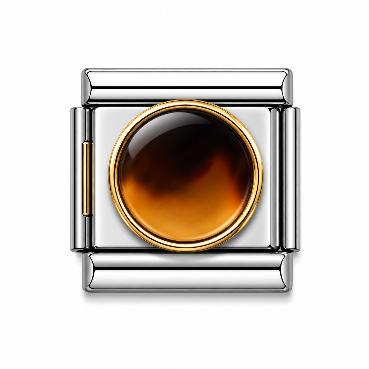 Brown Amber Gradient Two-Tone Silver Italian Charm