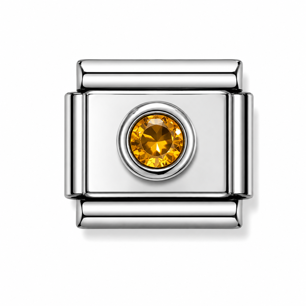 Golden Yellow Crystal Silver Italian Charm