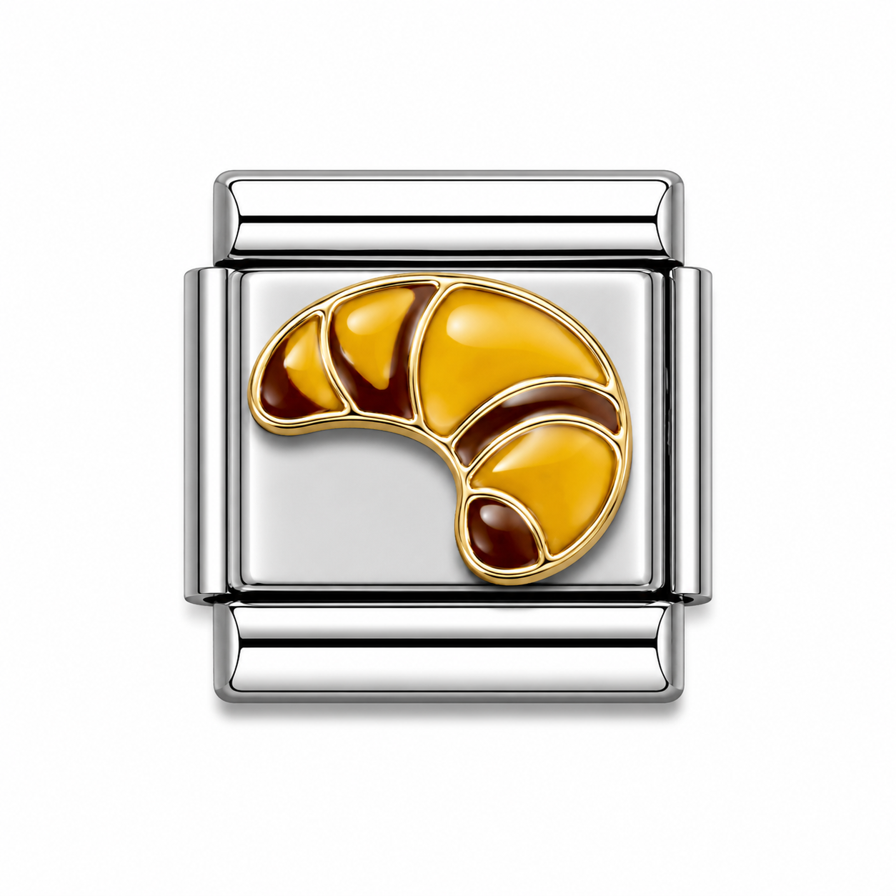 Golden Croissant Two-Tone Silver Italian Charm