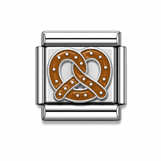Salted Pretzel Silver Italian Charm