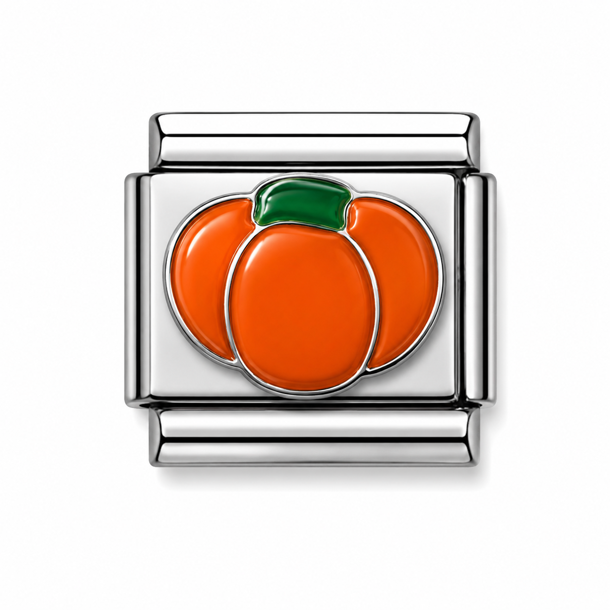 Orange Pumpkin Silver Italian Charm