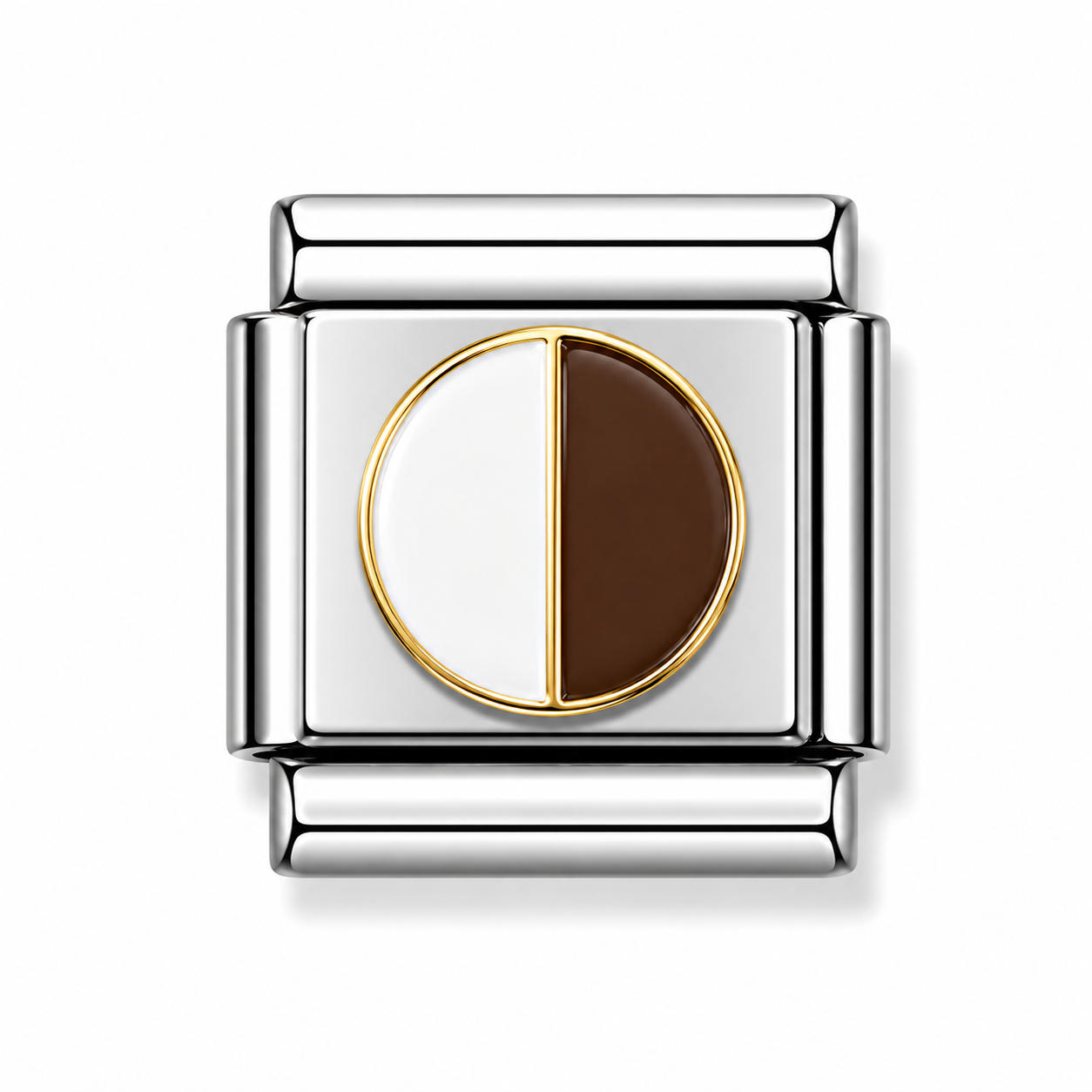 Chocolate and Vanilla Half-and-Half Cookie Two-Tone Silver Italian Charm